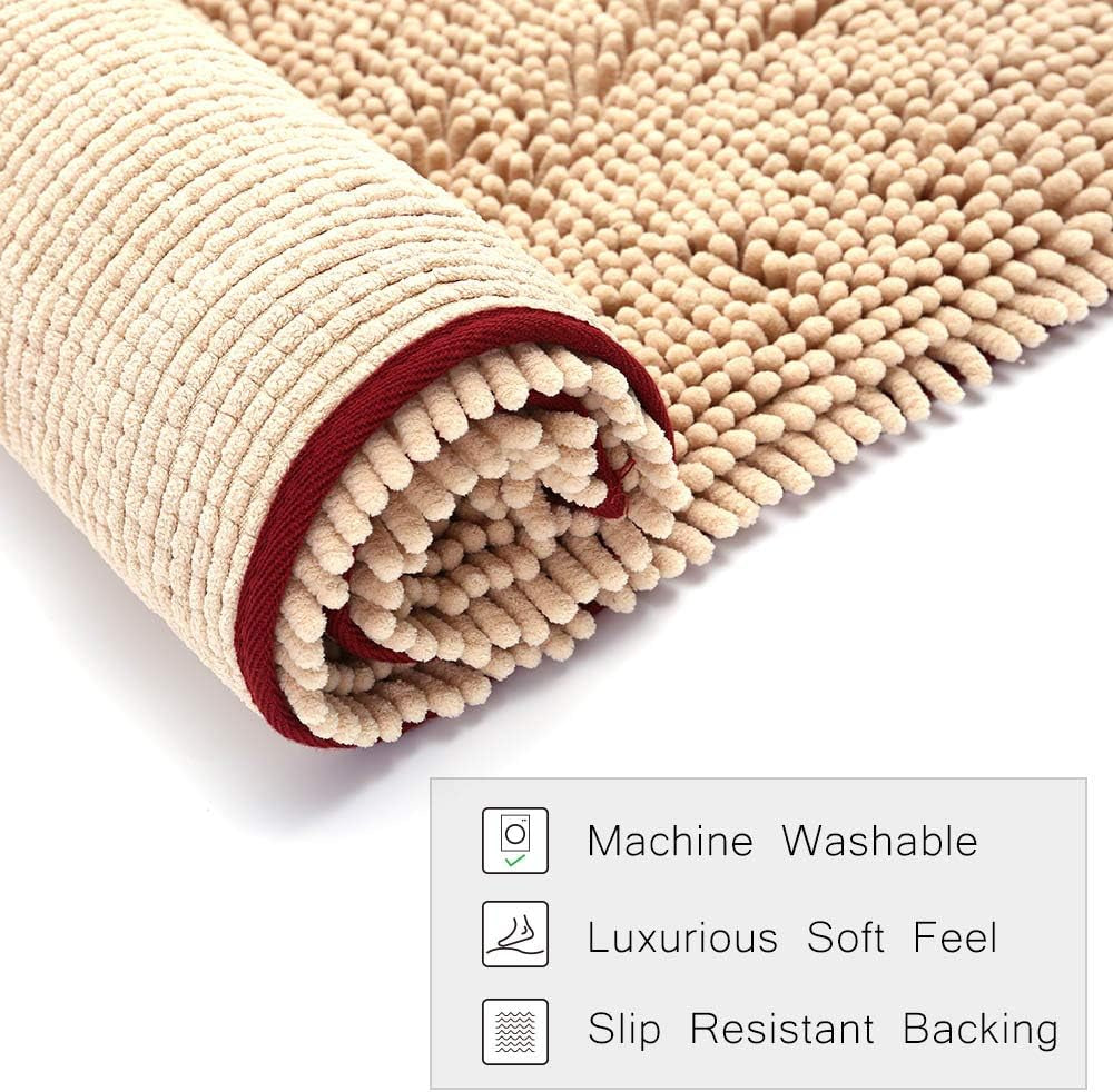Pet Rugs Mats for Dog Cat Bathroom Door Rugs 26" X 36" Khaki Doormat Shaggy Chenille Pet Area Rugs Ultra Soft Water Absorbent Machine Washable Dry Area Rugs for Bathroom