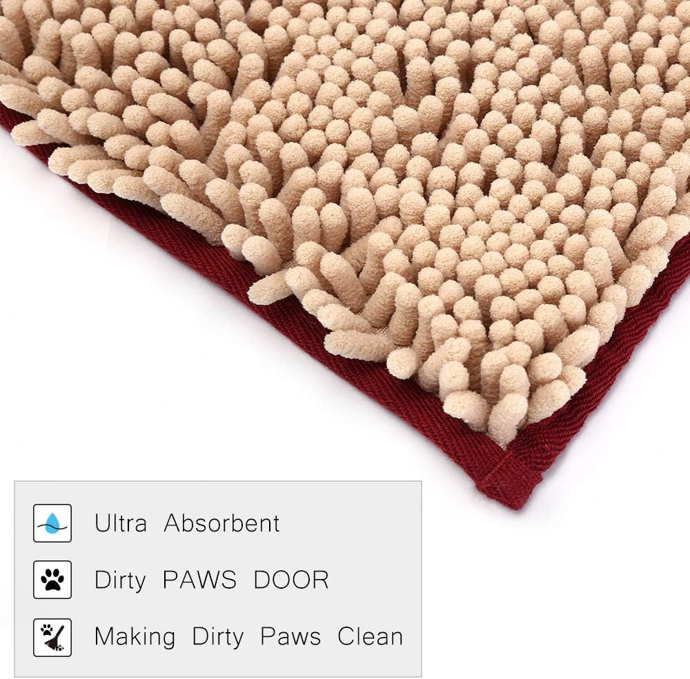 Pet Rugs Mats for Dog Cat Bathroom Door Rugs 26" X 36" Khaki Doormat Shaggy Chenille Pet Area Rugs Ultra Soft Water Absorbent Machine Washable Dry Area Rugs for Bathroom