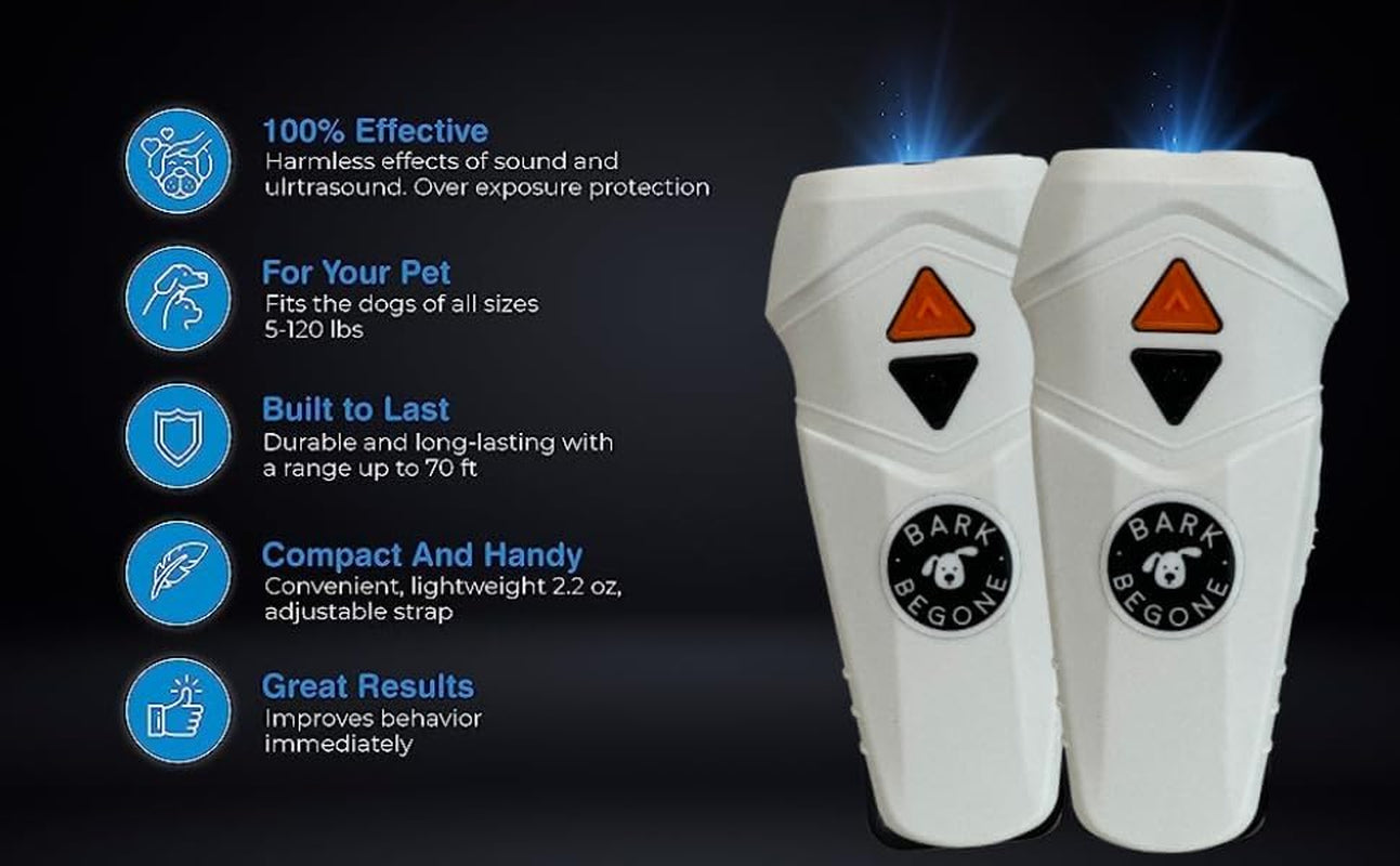 2024 Ultrasonic Dog Bark Deterrent & Behavior Corrector - Stop Barking, Jumping, Aggression without Yelling - Just Point & Press! Backed by Kevin Harrington from Shark Tank