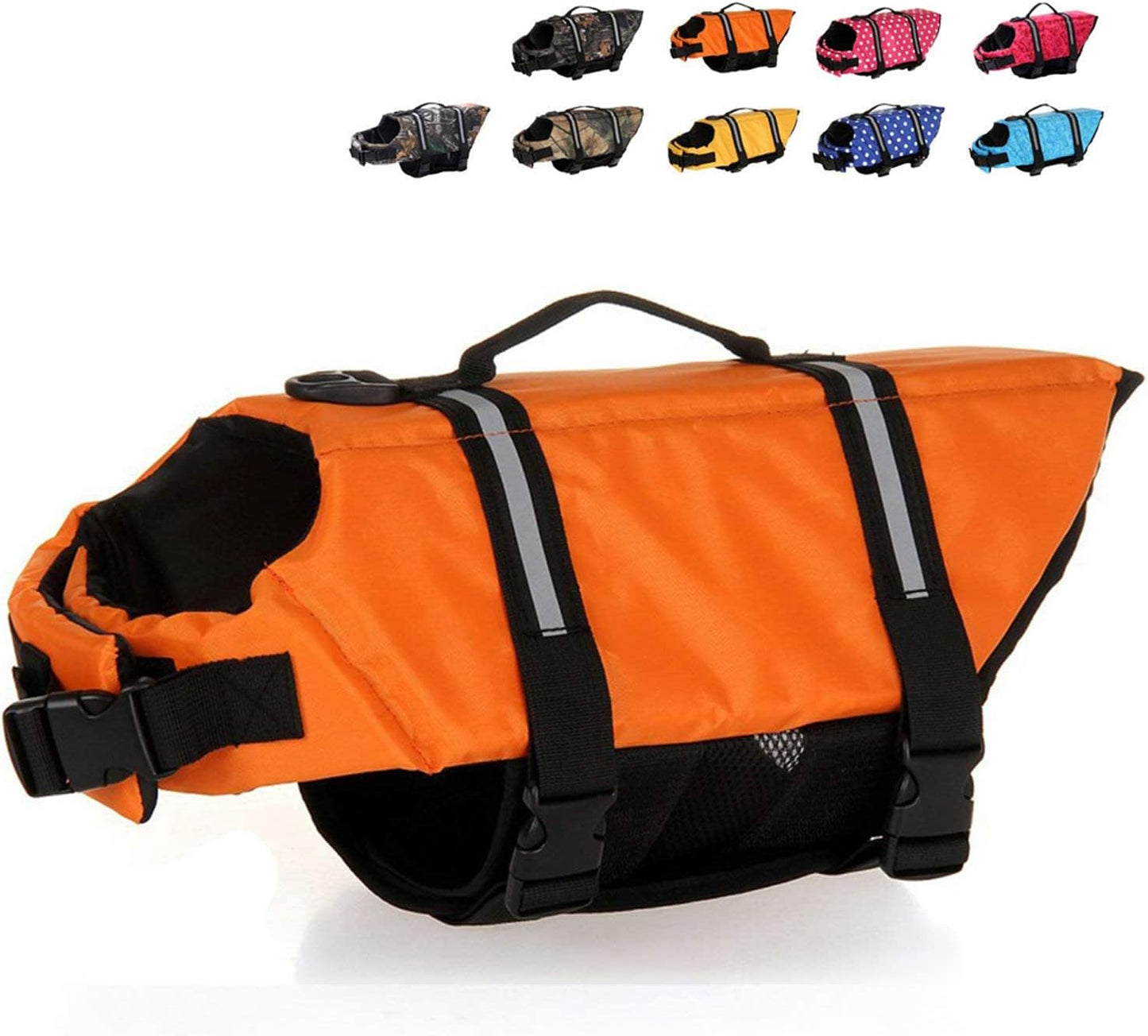 Dog Life Jacket Vest Saver Safety Swimsuit Preserver with Reflective Stripes/Adjustable Belt Dogs?Orange,S