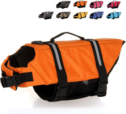 Dog Life Jacket Vest Saver Safety Swimsuit Preserver with Reflective Stripes/Adjustable Belt Dogs?Orange,S