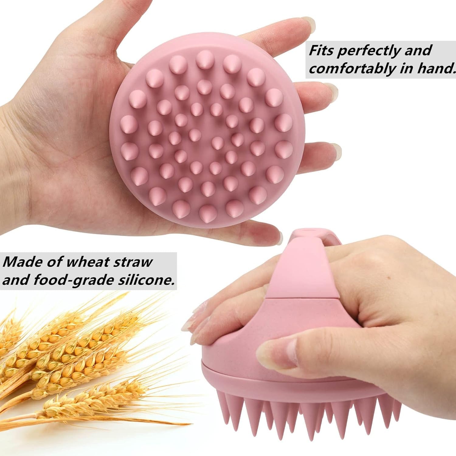 Silicone Scalp Massager Shampoo Brush Hair Scrubber Scalp Brush for All Hair Types of Women, Men, Kids, Pets - Pink