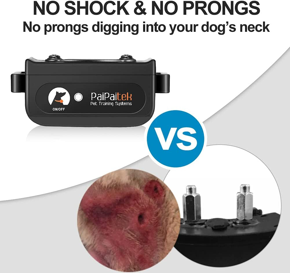 Dog Training Collar No Shock, 3300Ft Range Vibrating Dog Collar, IPX7 Waterproof Dog Training Collar with Remote, No Prongs and No Shock, Only Sound and Vibration Collar for Training Dogs