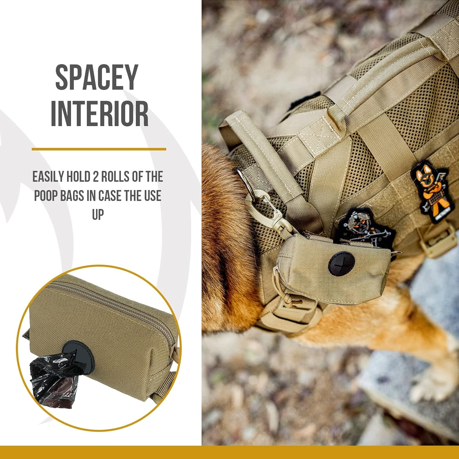 Doggy Poop Bag Holder Zipper Dog Waste Bag Pouch Leash Attachment for Walking Training Running Hiking