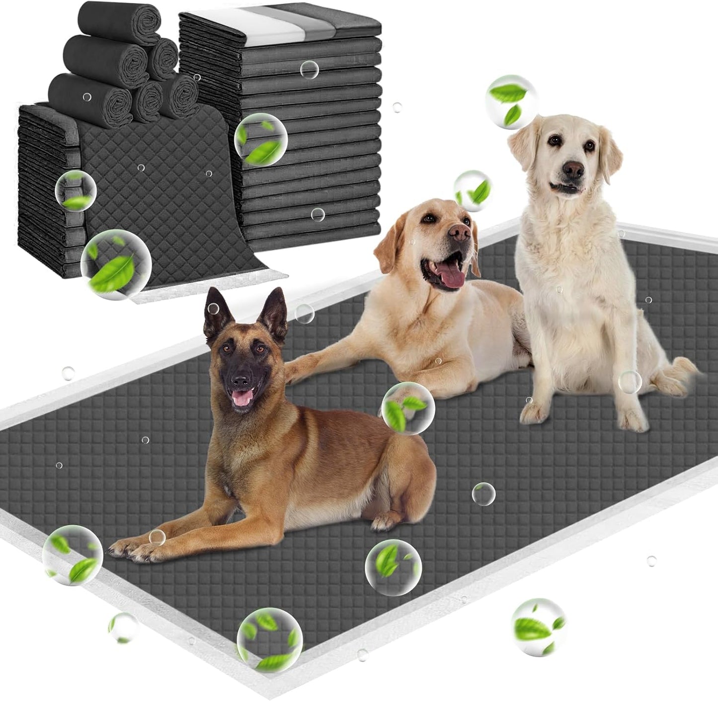 Extra Large 31"X47" 30 Pcs Odor-Control Super Absorbency Charcoal Pee Pads for Dogs,Leak-Proof Pet Training Pee Pads,Thicken Disposable Potty Pads Puppy Training Pads for Cats Rabbits