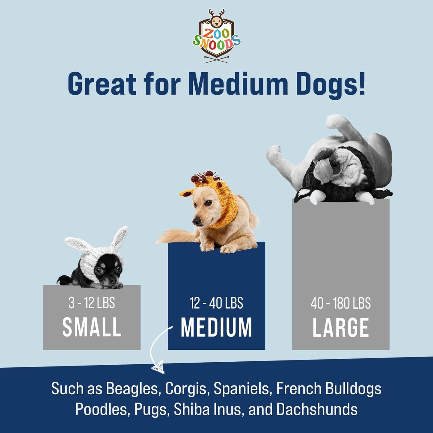 Bunny Costume - Knit Easter Dog Snood Ear Wrap for Pets, Warm Neck Cover for Halloween and Winter (Medium)