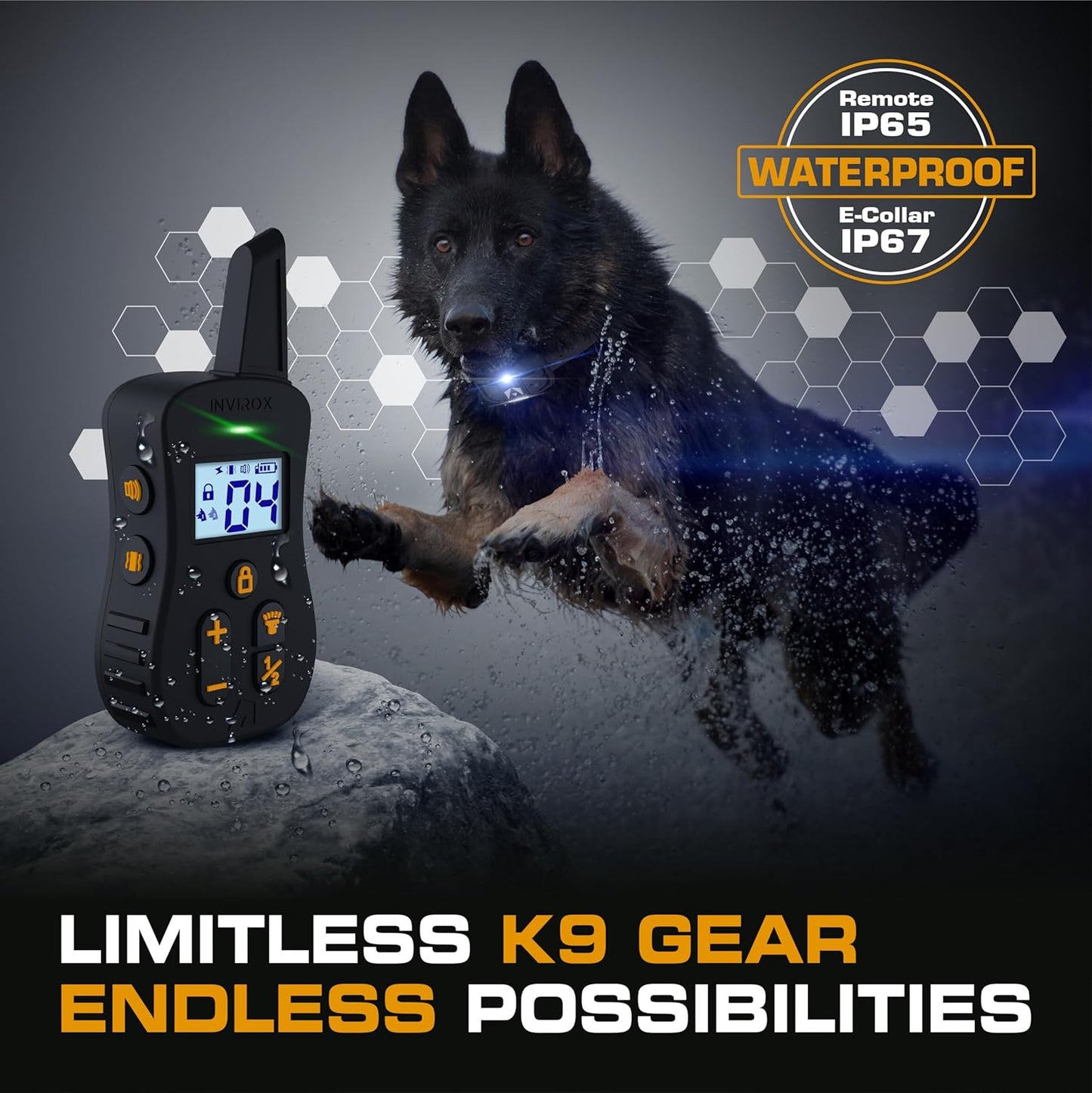 Dog Shock Collar [Ultra K9] 124 Training Levels, 4 Powerful Modes with Night-Light and ¾ Mile Range 100% Safe Dog Training Collar for Large Dogs IP67 Waterproof (Black)