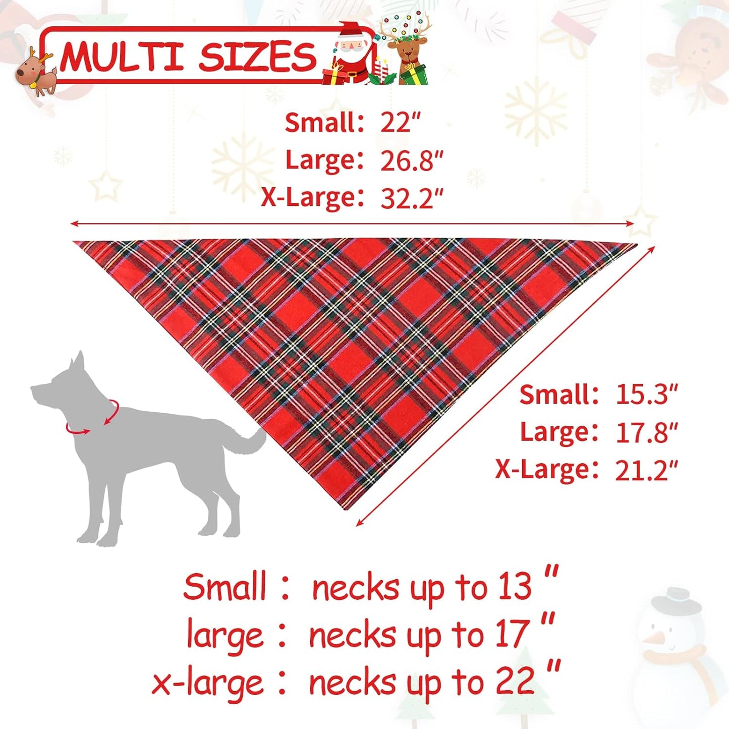 2 Pack Dog Bandana Christmas Classic Plaid Pets Scarf Triangle Bibs Kerchief Set Pet Costume Accessories Decoration for Small Medium Large Dogs Cats Pets (Green + Red, Large)