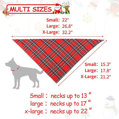 2 Pack Dog Bandana Christmas Classic Plaid Pets Scarf Triangle Bibs Kerchief Set Pet Costume Accessories Decoration for Small Medium Large Dogs Cats Pets (Green + Red, Large)